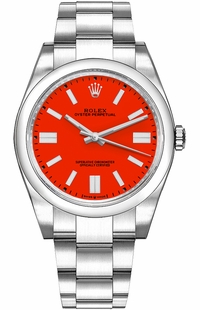 Rolex Oyster Perpetual 41 Coral Red Domed Bezel Men's Watch 124300-0007